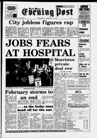 cover page of South Wales Daily Post published on February 28, 1990