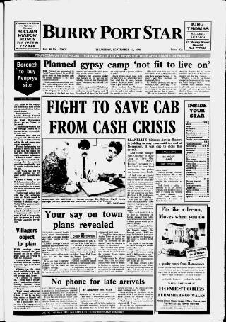 cover page of Burry Port Star published on September 13, 1990