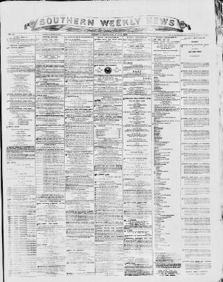 cover page of Southern Weekly News published on July 6, 1878