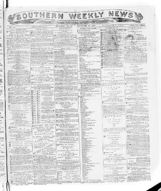 cover page of Southern Weekly News published on November 30, 1889