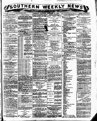 cover page of Southern Weekly News published on November 15, 1890