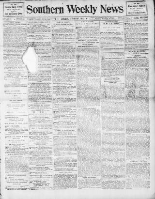cover page of Southern Weekly News published on February 5, 1910