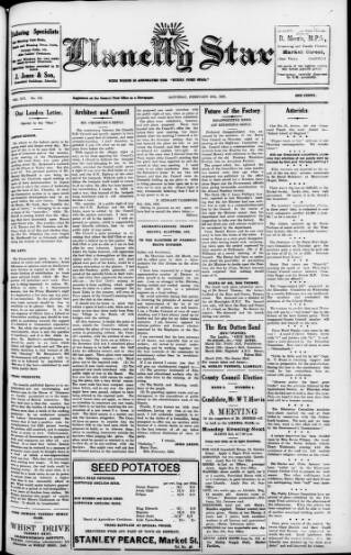 cover page of Llanelli Star published on February 28, 1925