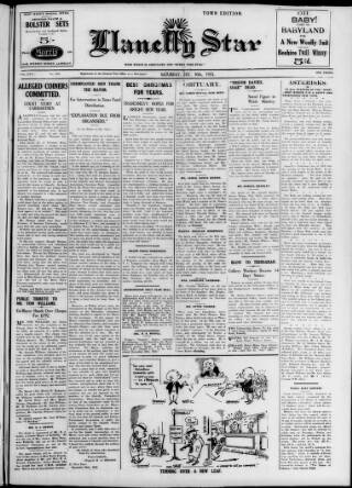 cover page of Llanelli Star published on December 30, 1933