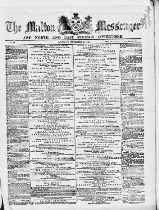 cover page of Malton Messenger published on November 15, 1862