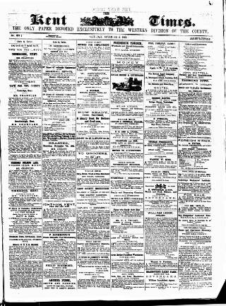 cover page of Kent Times, Tonbridge and Sevenoaks Examiner published on November 2, 1861