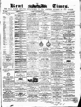 cover page of Kent Times, Tonbridge and Sevenoaks Examiner published on December 28, 1861