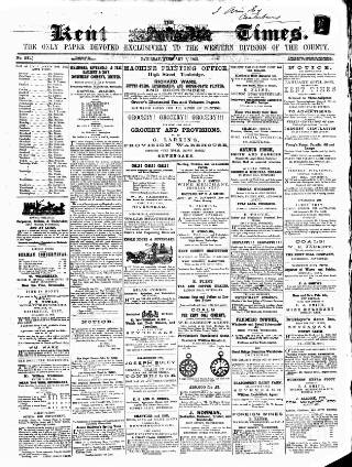 cover page of Kent Times, Tonbridge and Sevenoaks Examiner published on February 8, 1862