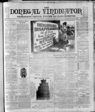 cover page of Donegal Vindicator published on November 30, 1889