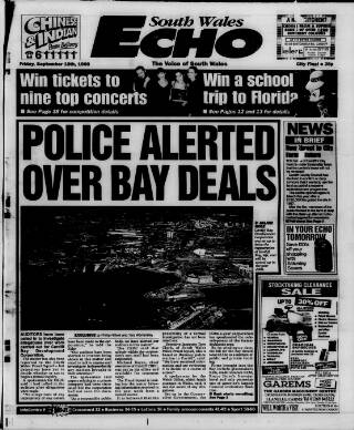 cover page of South Wales Echo published on September 18, 1998