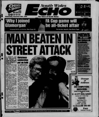 cover page of South Wales Echo published on December 30, 1998