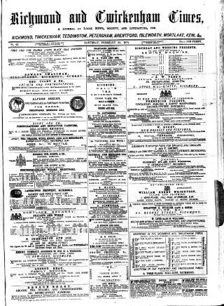 cover page of Richmond and Twickenham Times published on February 28, 1874