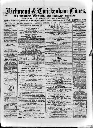 cover page of Richmond and Twickenham Times published on December 30, 1876