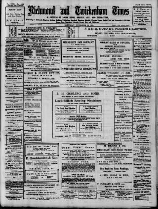 cover page of Richmond and Twickenham Times published on November 30, 1907