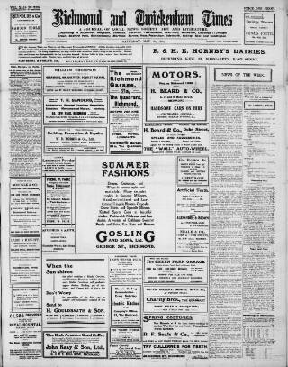 cover page of Richmond and Twickenham Times published on May 29, 1915