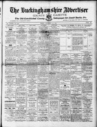 cover page of Buckinghamshire Advertiser published on November 30, 1923