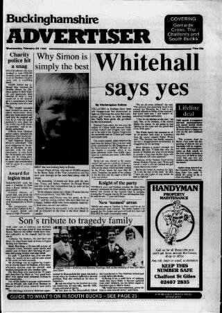 cover page of Buckinghamshire Advertiser published on February 28, 1990