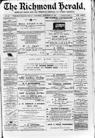 cover page of Richmond Herald published on September 18, 1886