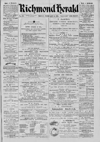 cover page of Richmond Herald published on February 28, 1890