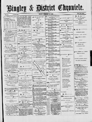 cover page of Bingley Chronicle published on February 28, 1890