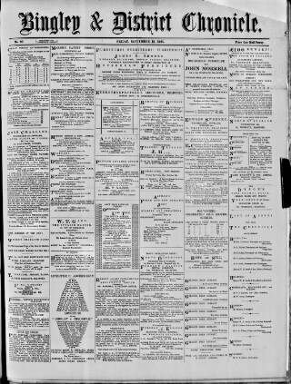 cover page of Bingley Chronicle published on September 18, 1891