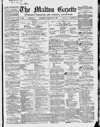 cover page of Malton Gazette published on February 28, 1863