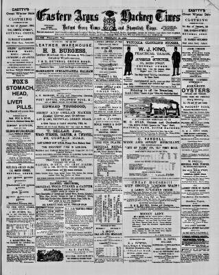 cover page of Eastern Argus and Borough of Hackney Times published on February 28, 1885