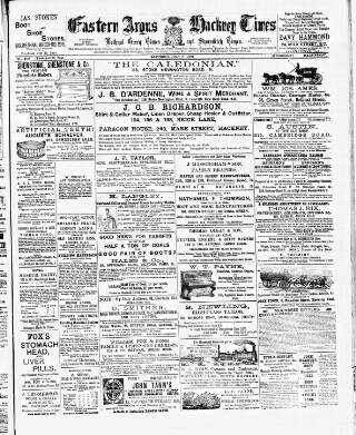 cover page of Eastern Argus and Borough of Hackney Times published on July 6, 1889