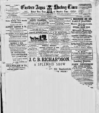 cover page of Eastern Argus and Borough of Hackney Times published on December 30, 1893