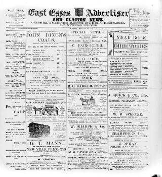 cover page of East Essex Advertiser and Clacton News published on December 30, 1905