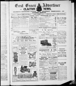cover page of East Essex Advertiser and Clacton News published on November 30, 1918