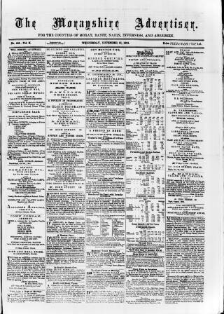 cover page of Morayshire Advertiser published on November 16, 1864