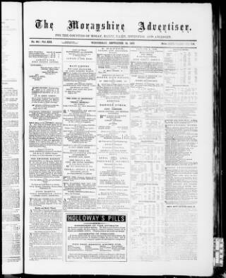 cover page of Morayshire Advertiser published on September 18, 1867
