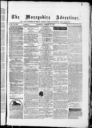 cover page of Morayshire Advertiser published on February 28, 1872