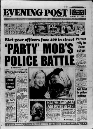 cover page of Bristol Evening Post published on November 30, 1991