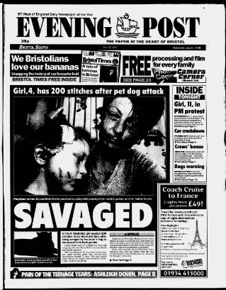 cover page of Bristol Evening Post published on July 6, 1999