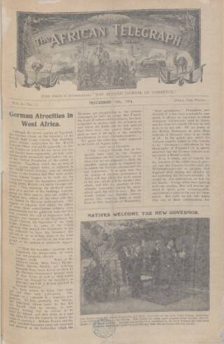 cover page of African Telegraph and Gold Coast Mirror published on November 14, 1914