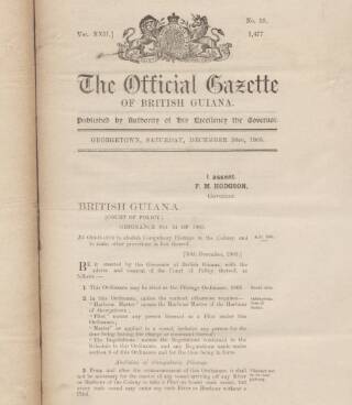 cover page of Official Gazette of British Guiana published on December 30, 1905