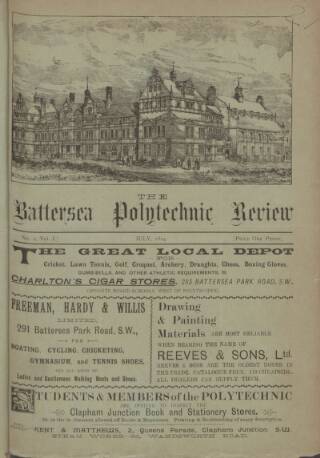 cover page of Battersea Polytechnic Review published on July 15, 1894