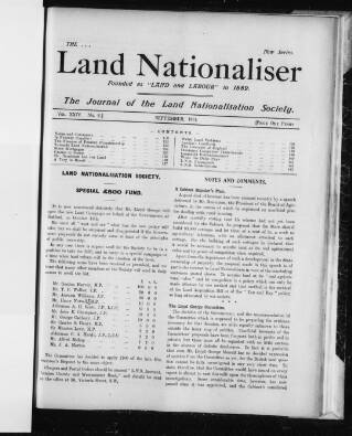 cover page of Land & Labor published on September 1, 1913