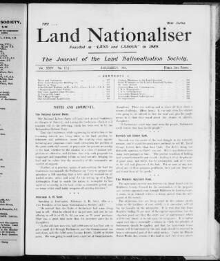 cover page of Land & Labour published on December 1, 1913
