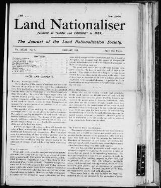 cover page of Land & Labour published on February 1, 1919