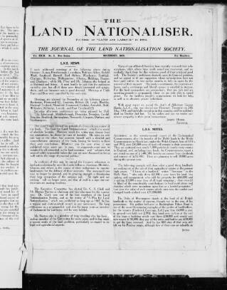 cover page of Land & Labour published on November 1, 1920