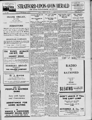 cover page of Stratford-upon-Avon Herald published on February 28, 1941