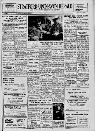 cover page of Stratford-upon-Avon Herald published on September 18, 1953