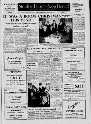 cover page of Stratford-upon-Avon Herald published on December 30, 1960