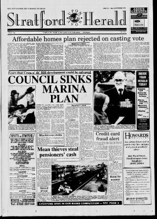 cover page of Stratford-upon-Avon Herald published on November 15, 1991