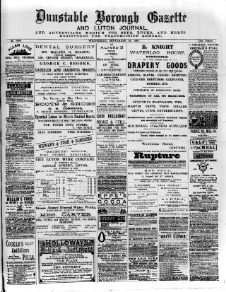 cover page of Dunstable Gazette published on September 18, 1889