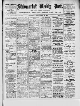 cover page of Stowmarket Weekly Post published on November 30, 1916