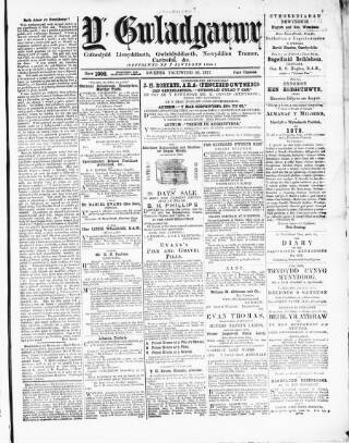 cover page of Y Gwladgarwr published on November 30, 1877